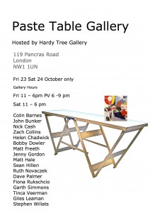 Paste Table Gallery, flyer for Hardy Tree oct 15